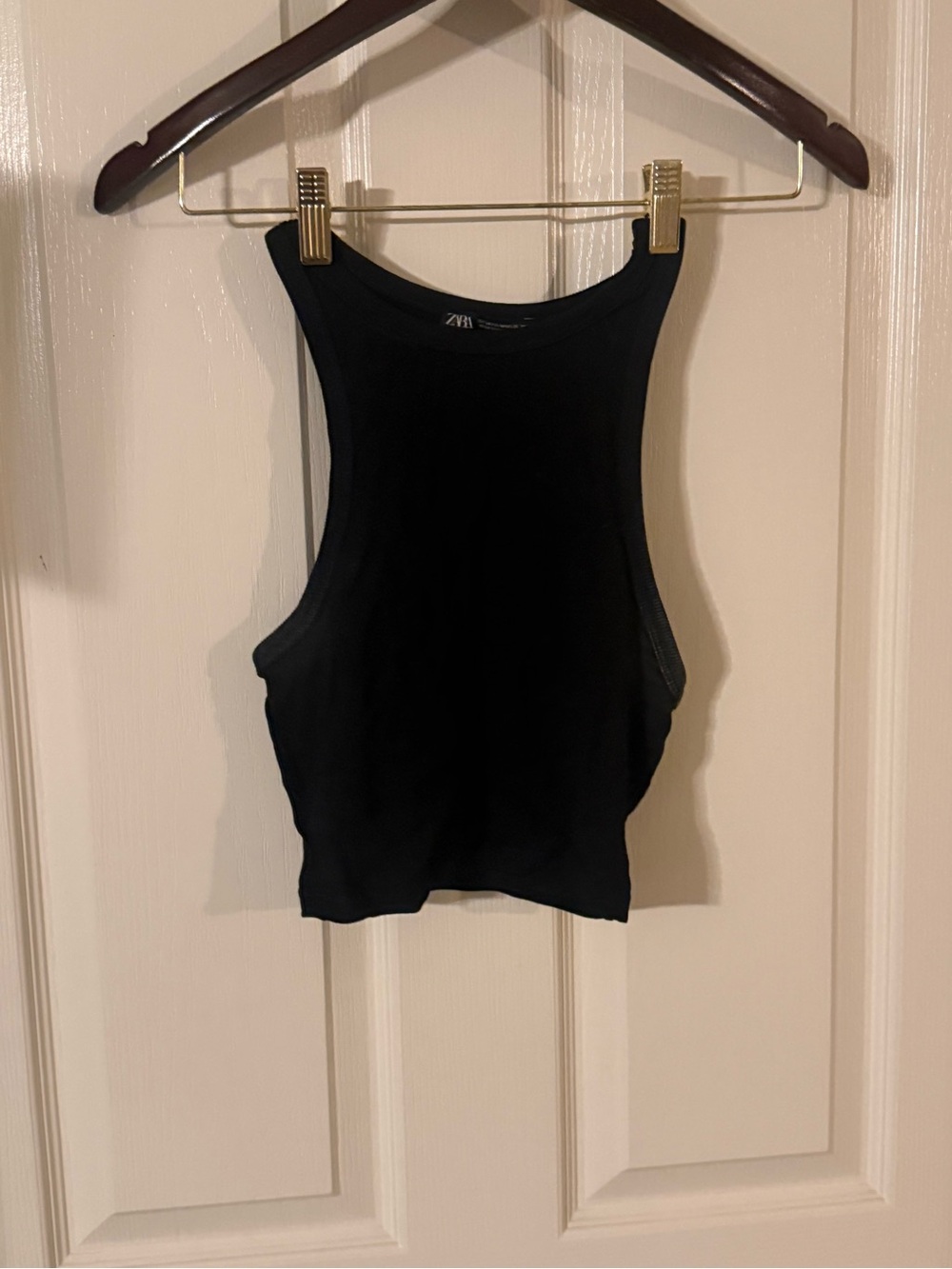 ZARA Black Ribbed Racerback Tank